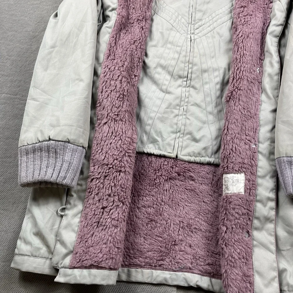 Vintage‎ Mod Maid Jacket Womens Medium Fleece Lined Y2K Long Coat Gray Full Zip